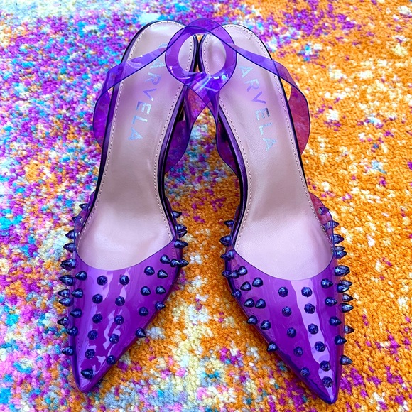 New Carvela Lápiz Clear Studded Sling Pumps - Picture 12 of 15